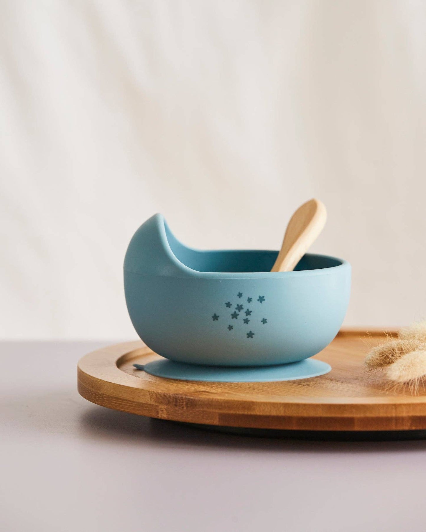 Silicone Baby Suction Bowls with Wooden Spoon: Dusk